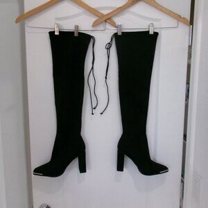 New BCBGeneration Black ABANNA Over The Knee Faux Suede Block Heel Boots 9.5
